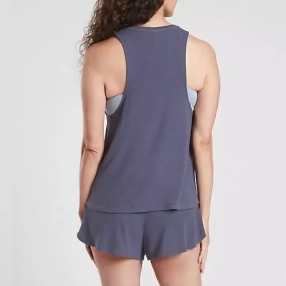 ATHLETA Well Rested Rib Sleep Blue Tank Top Size Small Stretch Modal Soft NEW - Picture 3 of 5